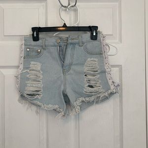 Side lace up shorts